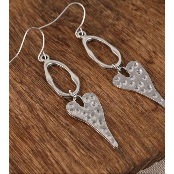 Hammered Heart Earrings - Picture 6 of 6